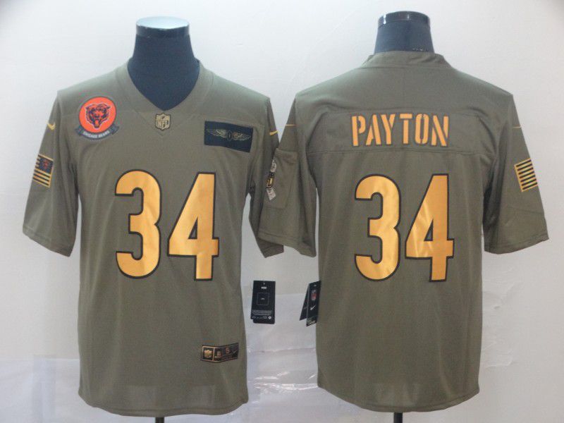 Men Chicago Bears #34 Payton Gold Nike Olive Salute To Service Limited NFL Jersey->carolina panthers->NFL Jersey